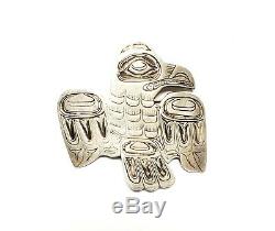 Lincoln Wallace Sterling Raven Brooch Master Tlingit Carver 2 Tall Heavy Thick