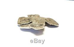 Lincoln Wallace Sterling Raven Brooch Master Tlingit Carver 2 Tall Heavy Thick