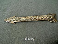 Long Southwestern Native American Sterling Silver Stamped Arrow Pin Brooch