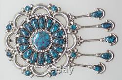 Lorraine Waatsa Zuni Sterling Silver & Turquoise Southwest Cluster Pin Pendant