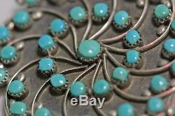 Lot (3) Zuni Old Pawn Petit Turquoise Sterling Silver Pin Pendant Signed Ray Hj
