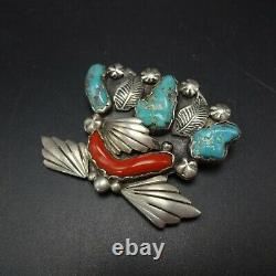 Lovely DAN SIMPLICIO Vintage ZUNI Sterling Silver TURQUOISE and CORAL PIN/BROOCH