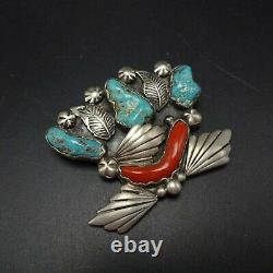 Lovely DAN SIMPLICIO Vintage ZUNI Sterling Silver TURQUOISE and CORAL PIN/BROOCH