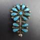 Lovely Vintage Zuni Sterling Silver Blue Turquoise Cluster Flower Pin/brooch