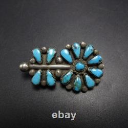 Lovely Vintage ZUNI Sterling Silver BLUE TURQUOISE Cluster FLOWER PIN/BROOCH