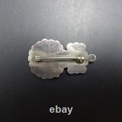 Lovely Vintage ZUNI Sterling Silver BLUE TURQUOISE Cluster FLOWER PIN/BROOCH