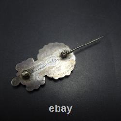 Lovely Vintage ZUNI Sterling Silver BLUE TURQUOISE Cluster FLOWER PIN/BROOCH