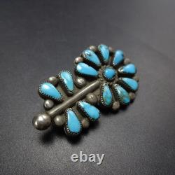 Lovely Vintage ZUNI Sterling Silver BLUE TURQUOISE Cluster FLOWER PIN/BROOCH