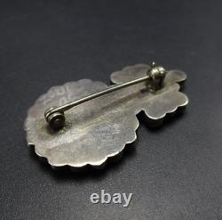 Lovely Vintage ZUNI Sterling Silver BLUE TURQUOISE Cluster FLOWER PIN/BROOCH