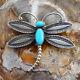 Lucille Calladitto Lc Navajo Sterling Dragonfly Pin With Turquoise Hallmarked