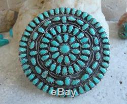 Lura Moses Begay Navajo Impressive Lg Vtg Sterling Turquoise Cluster Pendant Pin