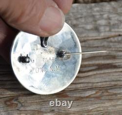 M & J Edaakie Vintage Zuni Inlay Sterling Silver Pendant / Pin Blue Jay