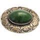 Marvelous Vintage Navajo Green Agate Sterling Silver Thunderbird Pin Brooch