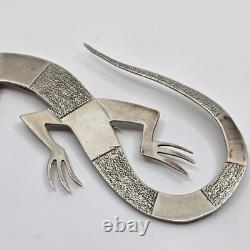 MASSIVE 5 Navajo Sterling Silver Hand Made Lizard Brooch Pin