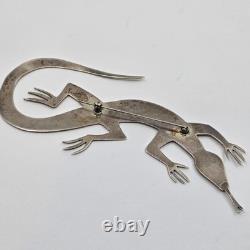 MASSIVE 5 Navajo Sterling Silver Hand Made Lizard Brooch Pin