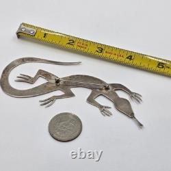 MASSIVE 5 Navajo Sterling Silver Hand Made Lizard Brooch Pin