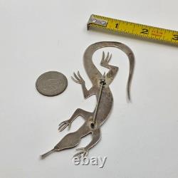 MASSIVE 5 Navajo Sterling Silver Hand Made Lizard Brooch Pin
