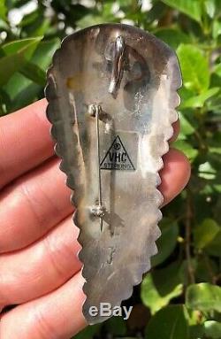 MASSIVE Old Pawn NAVAJO Native American Sterling Silver Leaf Pin Brooch Pendant