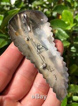 MASSIVE Old Pawn NAVAJO Native American Sterling Silver Leaf Pin Brooch Pendant