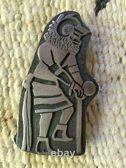 Magnificent Vintage Hopi Sterling Silver Overlay Kachina Pin Native American