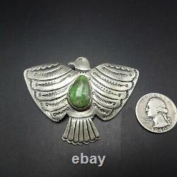 Majestic NAVAJO Sterling Silver GREEN CARICO LAKE Turquoise EAGLE PIN/PENDANT