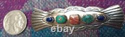 Marcella James Native American Bar Pin with Turquoise, Lapis, Spiny Oyster A++