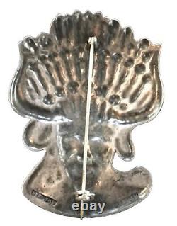Mari Lou Sterling Silver Native American Chief Pin Brooch Signed