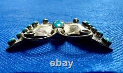 Marked FY Native American Design Sterling & Turquoise Butterfly Pin Brooch