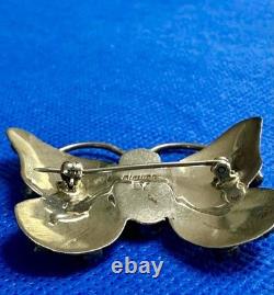 Marked FY Native American Design Sterling & Turquoise Butterfly Pin Brooch