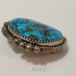 Marked Sterling Silver Navajo Handcrafted Genuine Turquoise 1 Pin Brooch