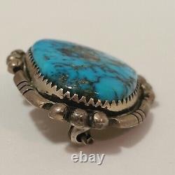 Marked Sterling Silver Navajo Handcrafted Genuine Turquoise 1 Pin Brooch