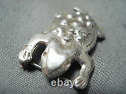 Marvelous Navajo Sterling Silver Toad Pin Native American