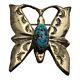 Marvelous Vintage Native American Navajo Turquoise Sterling Silver Butterfly Pin