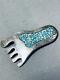 Marvelous Vintage Navajo Turquoise Sterling Silver Foot Pin Signed