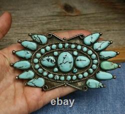 Massive Vintage Native American Sterling Silver Pin Brooch Pendant