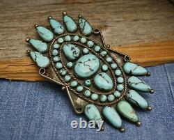 Massive Vintage Native American Sterling Silver Pin Brooch Pendant