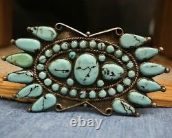 Massive Vintage Native American Sterling Silver Pin Brooch Pendant