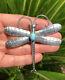 Massive Vtg Zuni Stamped Sterling Silver Turquoise Pin Brooch 3 1/8