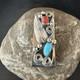 Mens Women Blue Turquoise Coral Navajo Stainless Stamped Silver Money Clip 19735