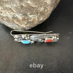 Mens Women Blue Turquoise Coral Navajo Stainless Stamped Silver Money Clip 19735