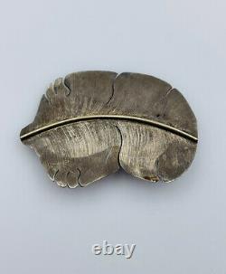 Michael Kirk Navajo Native American Sterling Silver & 14k Gold Feather Pin