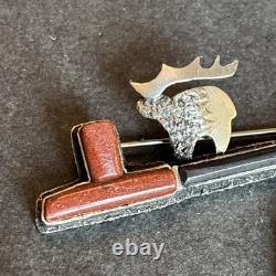 Michael Little Elk Lakota Statement Brooch Sterling Silver Turquoise Abstract L5