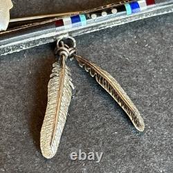 Michael Little Elk Lakota Statement Brooch Sterling Silver Turquoise Abstract L5