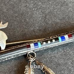 Michael Little Elk Lakota Statement Brooch Sterling Silver Turquoise Abstract L5