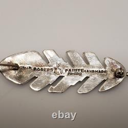 Michael Rogers Paiute Sterling Silver Feather Pin Brooch. 22
