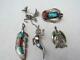 Mixed Lot 0f Sterling Silver & Multi-gem Stone Native American Pins & Pendants