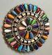 Multi-stone Cluster Pendant Brooch Pin Navajo Native American Needlepoint