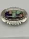 Multi-stone Inlay Pin Brooch Navajo John Charley Sterling Silver Turquoise Coral