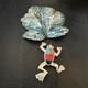 Multicolor Frog Turquoise Navajo Sterling Silver Inlay Pin Pendant 1.5 20231