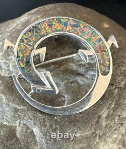 Multicolor Gilson Opal Gecko Lizard Navajo Sterling Silver Pin Pendant 1 20224